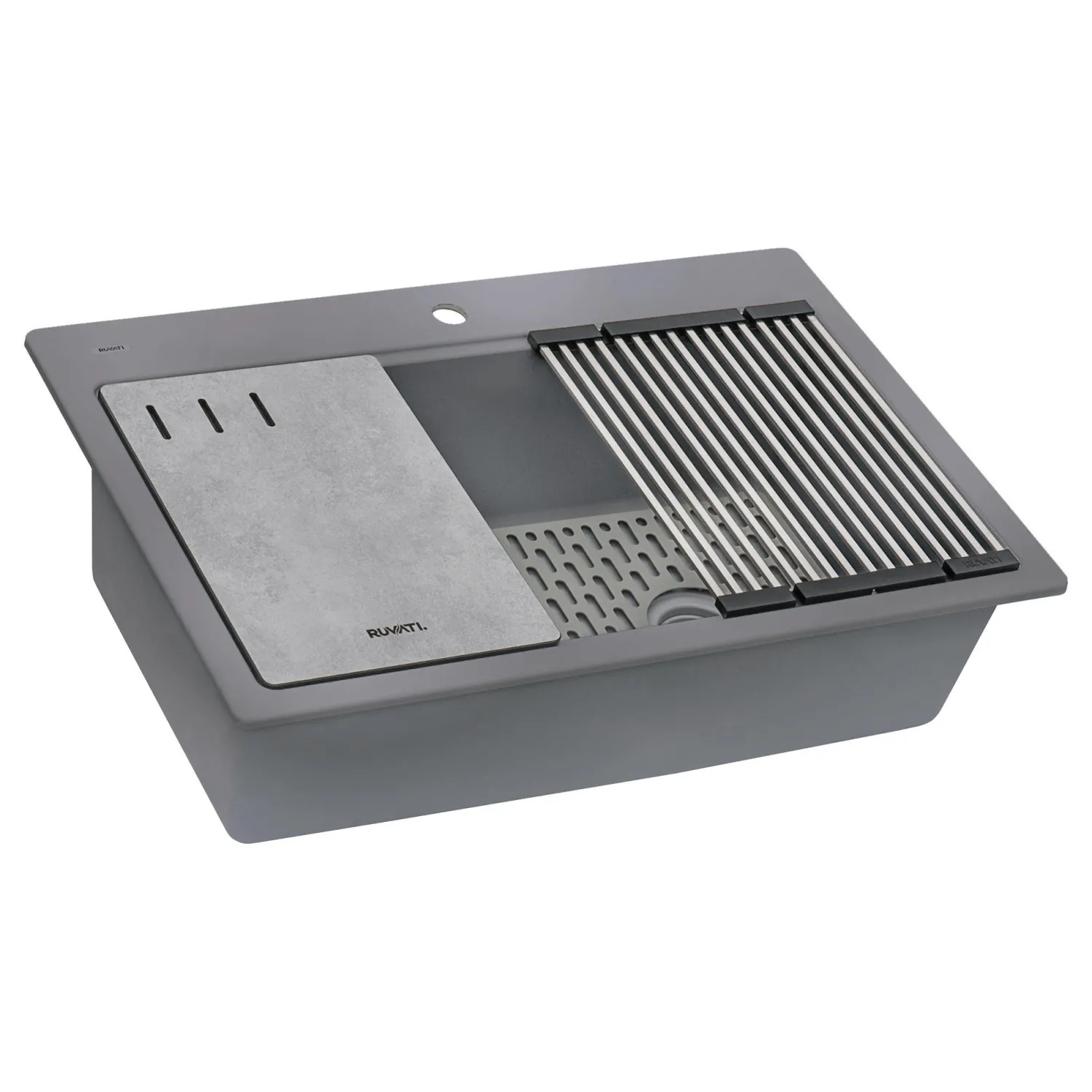 Clearance 33" Gray Granite Composite Workstation Kitchen Sink With Accessories Workstation Sinks