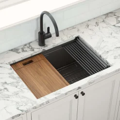 Sale 27" Gunmetal Stainless Steel Workstation Kitchen Sink Undermount Sinks|Single Bowl Sinks