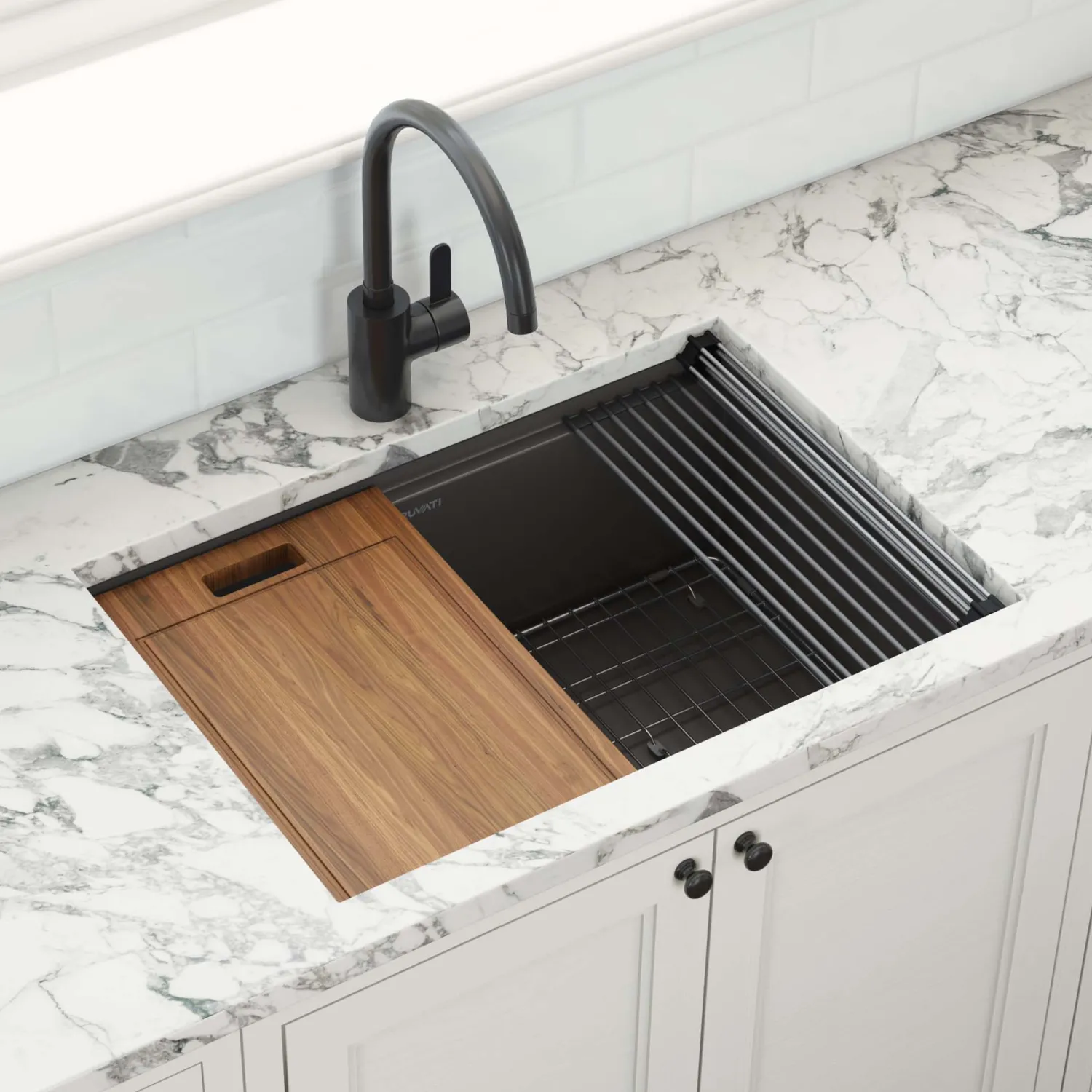 Sale 27" Gunmetal Stainless Steel Workstation Kitchen Sink Undermount Sinks|Single Bowl Sinks