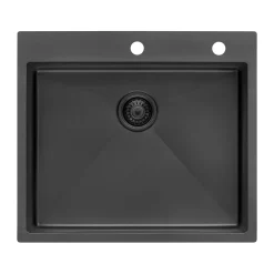 Online 25" Gunmetal Stainless Steel Topmount Single Bowl Kitchen Sink Gunmetal, Brass, & Gold