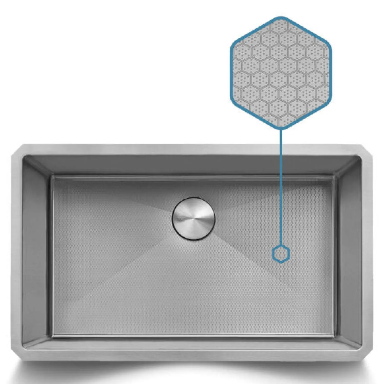 Online Hex Bottom 30" Single Bowl Scratch Resistant Texture Kitchen Sink Single Bowl Sinks|Undermount Sinks