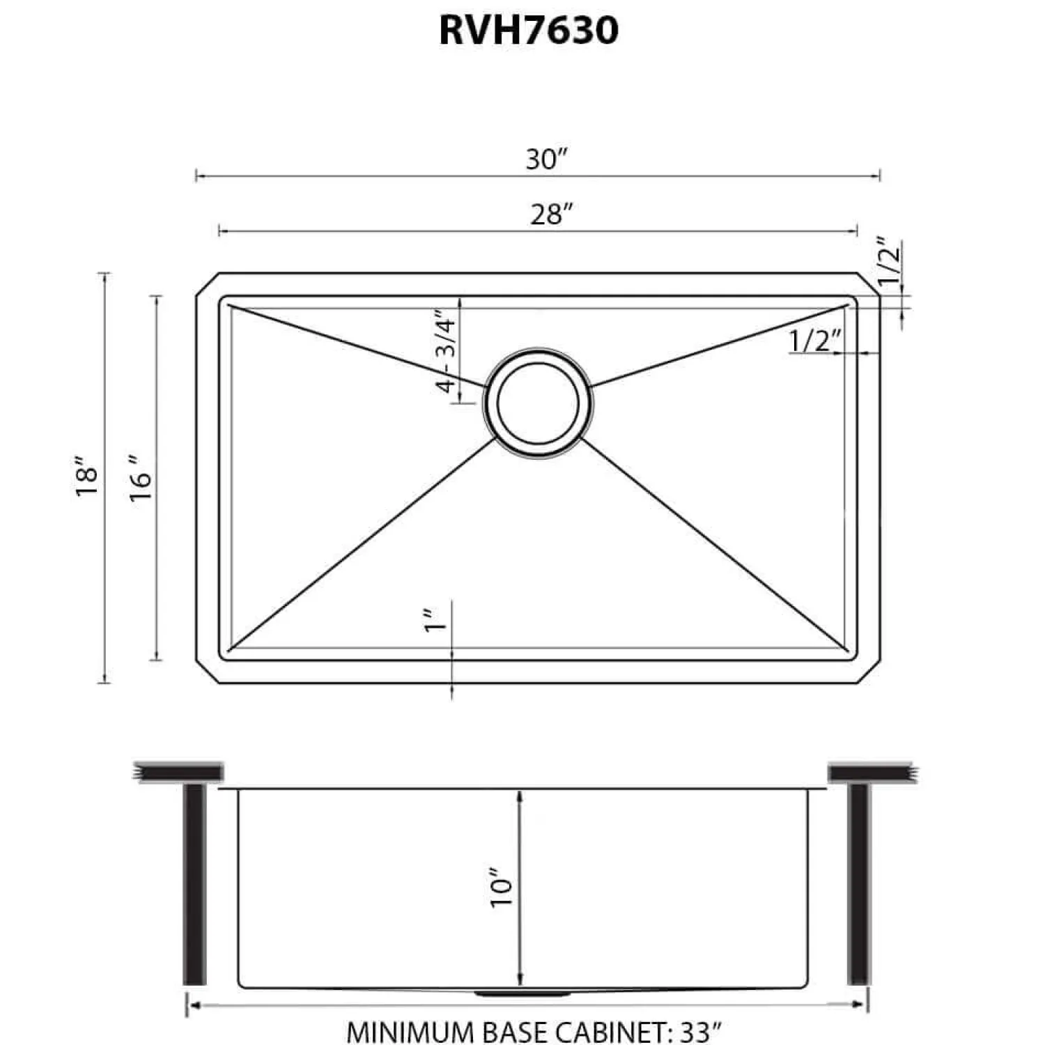 Online Hex Bottom 30" Single Bowl Scratch Resistant Texture Kitchen Sink Single Bowl Sinks|Undermount Sinks