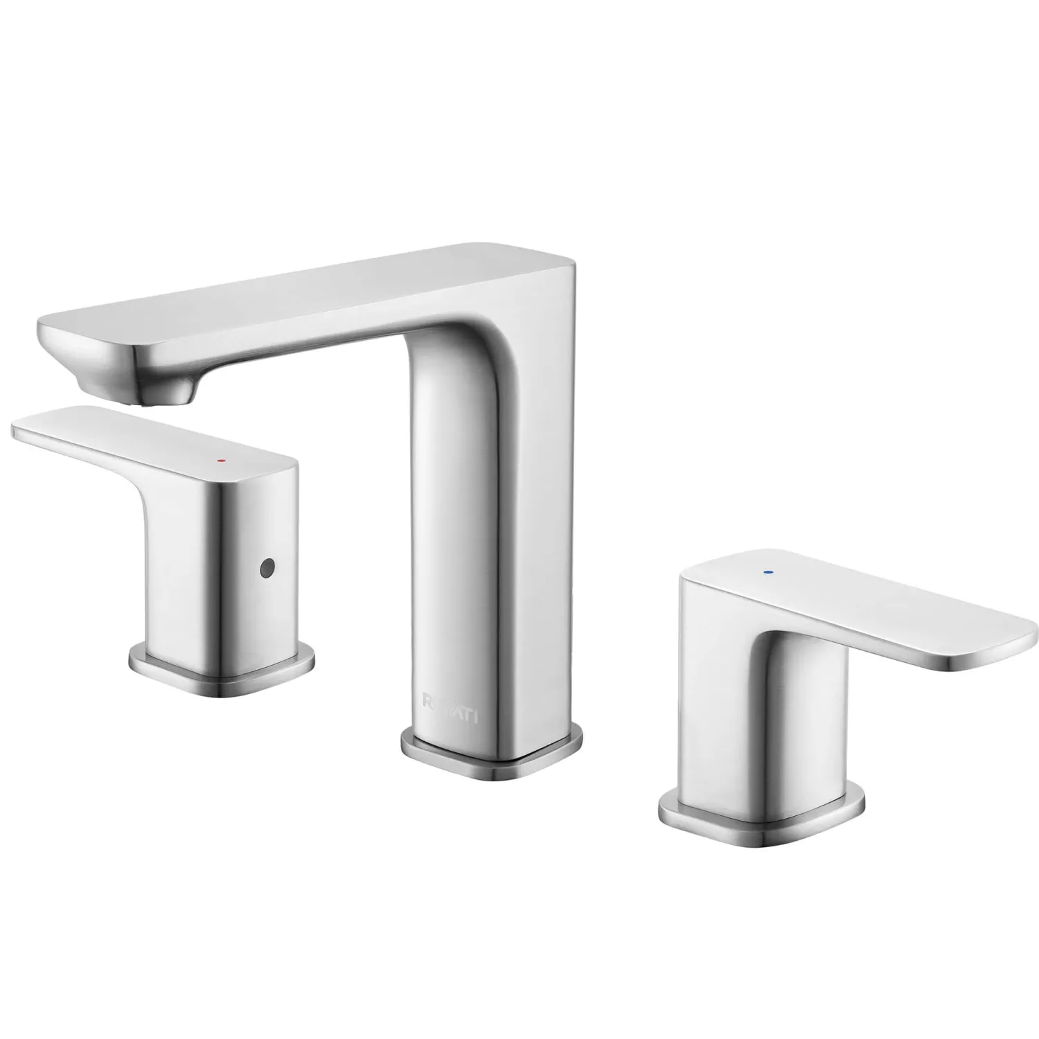 Online Lanai Two Handle Widespread Modern Rectangular Square Bathroom Faucet in Brushed Nickel Stainless - RVF5237BN 8" Widespread