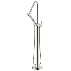 New Livia Single Handle Tall Floor Mounted Freestanding Tub Filler Faucet in Brushed Nickel Stainless - RVF5334BN Free Standing Tub Fillers