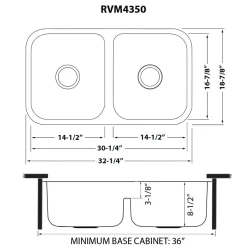 Hot 32" Low-Divide 50/50 Double Bowl Undermount 16 Gauge Stainless Steel Kitchen Sink Stainless Steel Sinks|Double Bowl Sinks