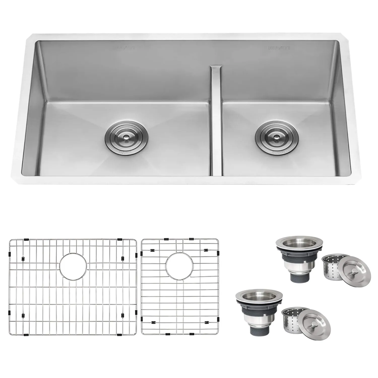 Outlet 30" Low-Divider 60/40 Double Bowl Kitchen Sink Stainless Steel Sinks|Double Bowl Sinks