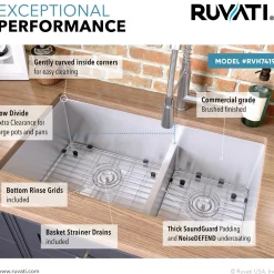 Outlet Low-Divide Undermount Tight Radius 60/40 Double Bowl 16 Gauge Stainless Steel Kitchen Sink Stainless Steel Sinks|Double Bowl Sinks