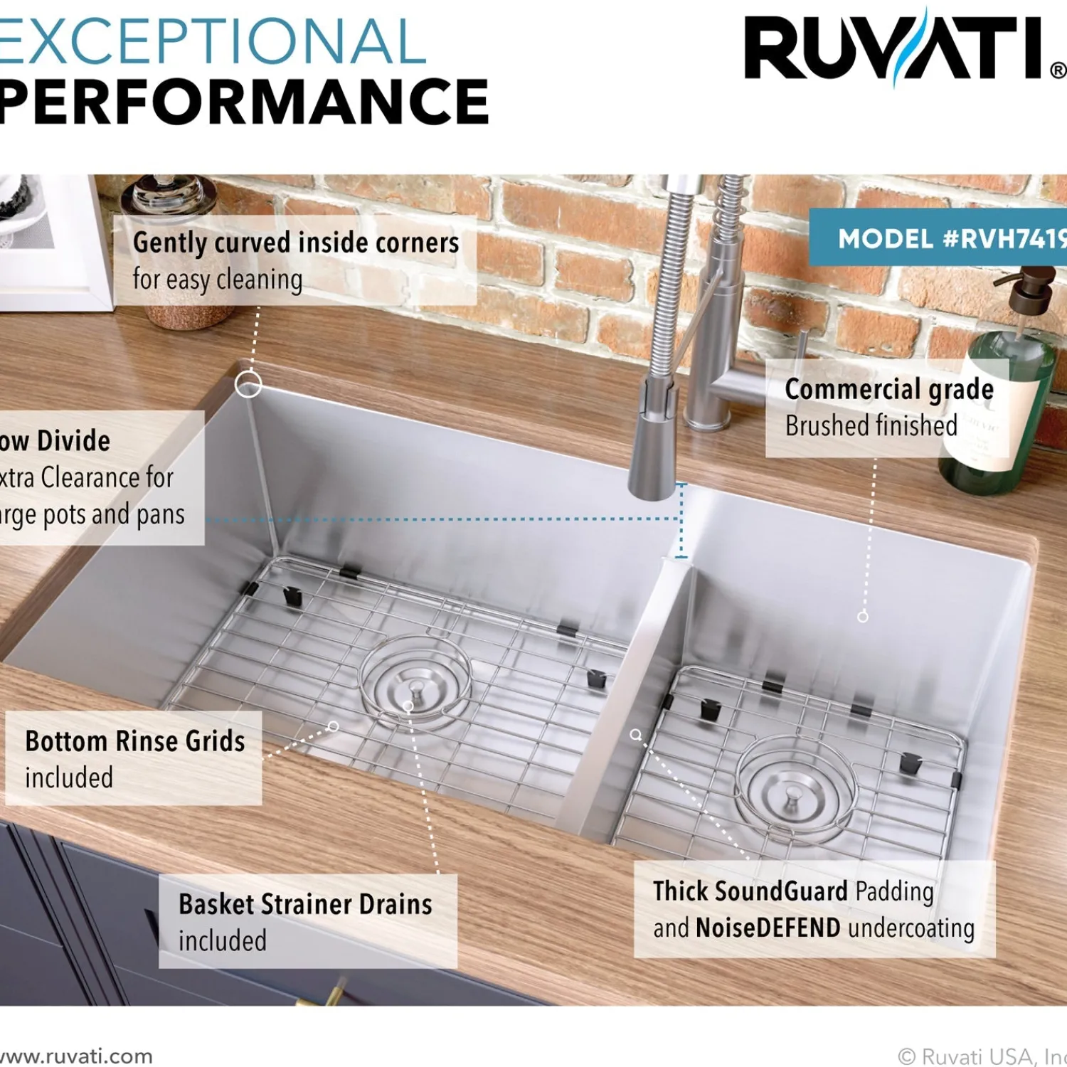 Outlet Low-Divide Undermount Tight Radius 60/40 Double Bowl 16 Gauge Stainless Steel Kitchen Sink Stainless Steel Sinks|Double Bowl Sinks