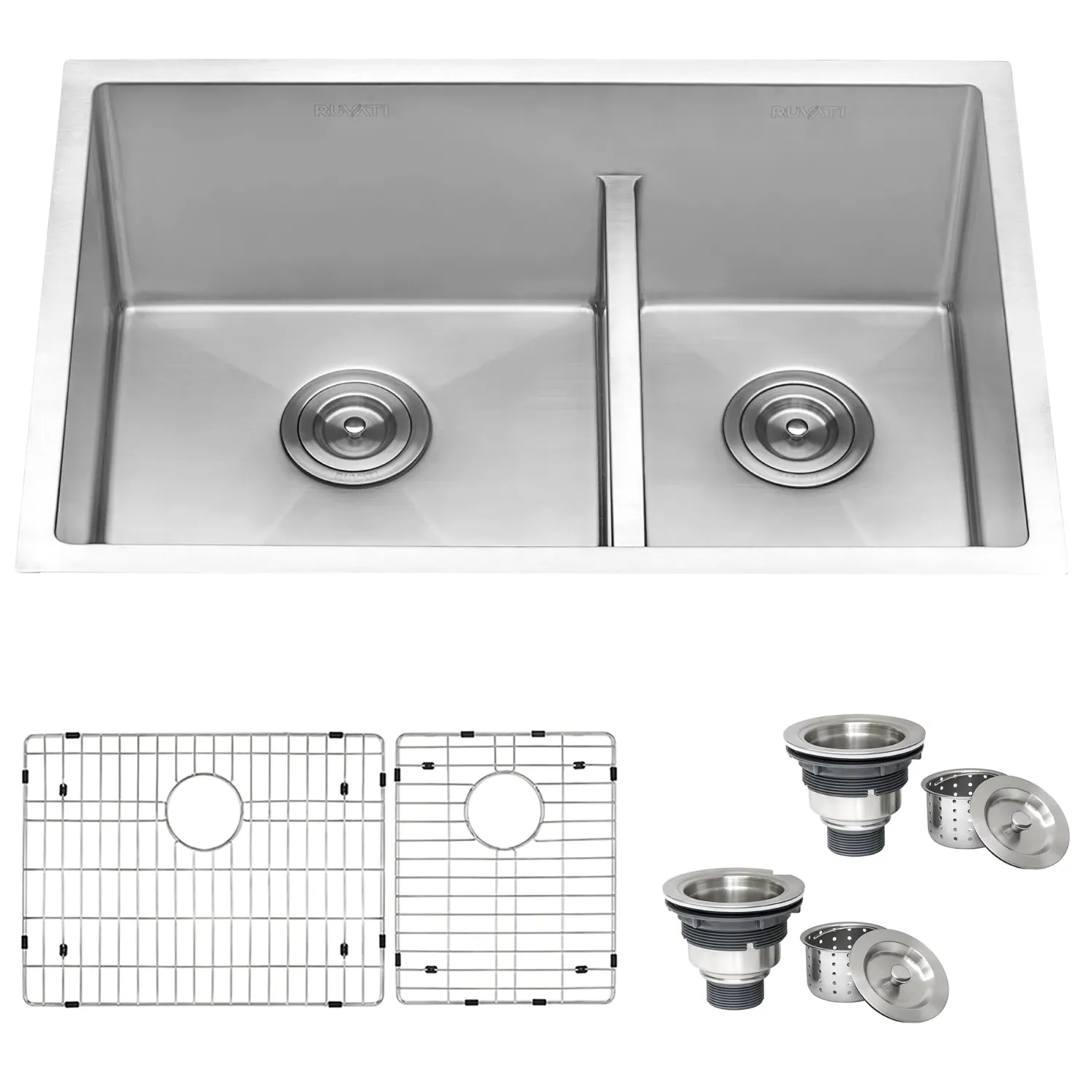 Outlet Low-Divide Undermount Tight Radius 60/40 Double Bowl 16 Gauge Stainless Steel Kitchen Sink Stainless Steel Sinks|Double Bowl Sinks