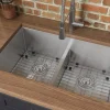 Outlet Low-Divide Undermount Tight Radius 50/50 Double Bowl 16 Gauge Stainless Steel Kitchen Sink Stainless Steel Sinks|Double Bowl Sinks