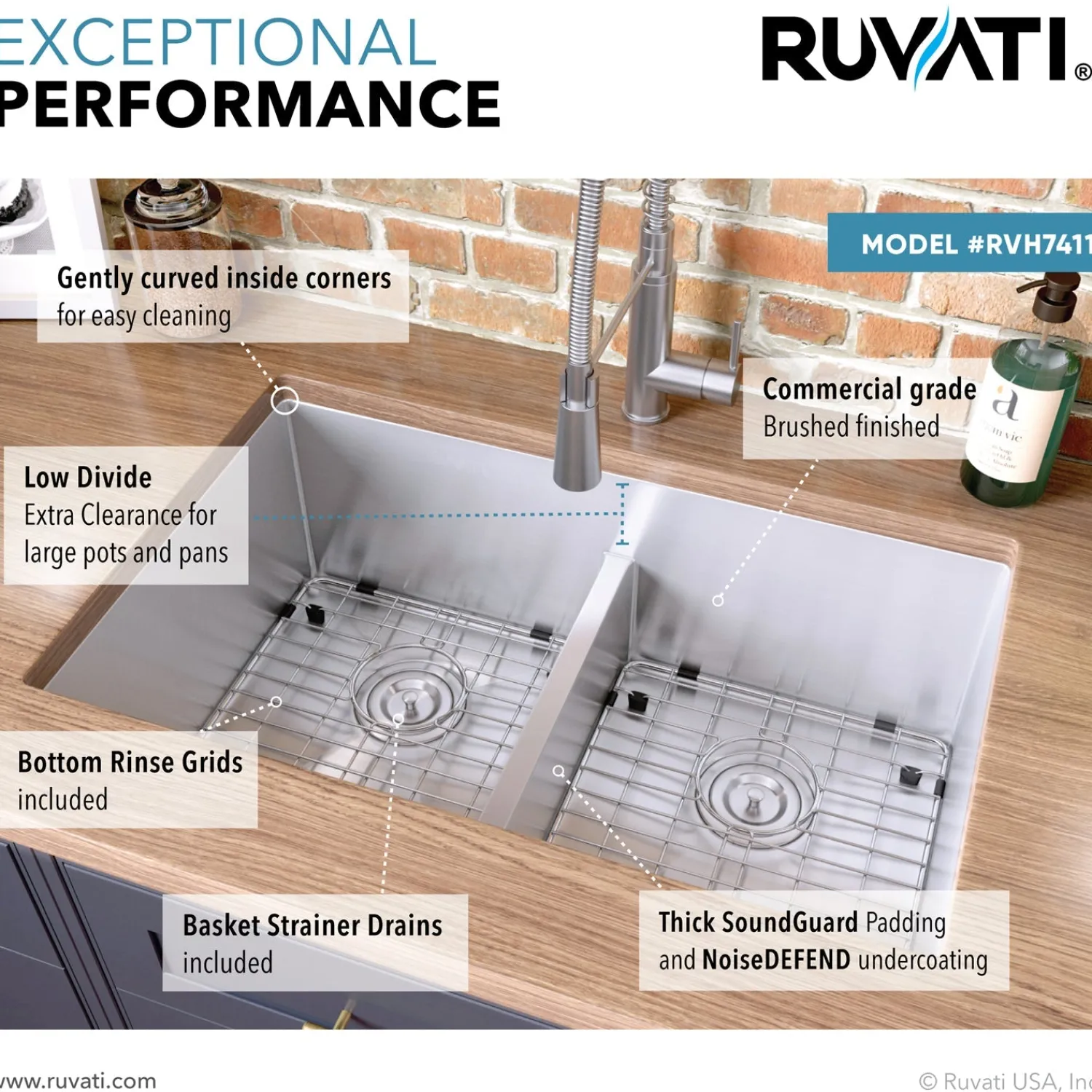 Outlet Low-Divide Undermount Tight Radius 50/50 Double Bowl 16 Gauge Stainless Steel Kitchen Sink Stainless Steel Sinks|Double Bowl Sinks