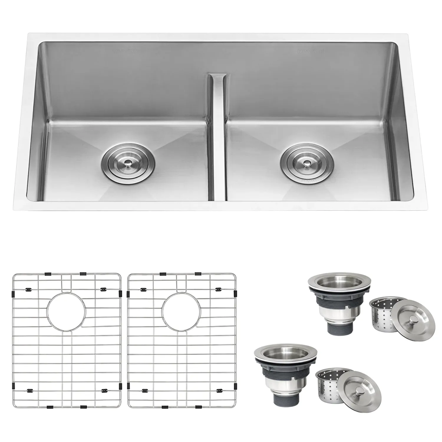 Outlet Low-Divide Undermount Tight Radius 50/50 Double Bowl 16 Gauge Stainless Steel Kitchen Sink Stainless Steel Sinks|Double Bowl Sinks