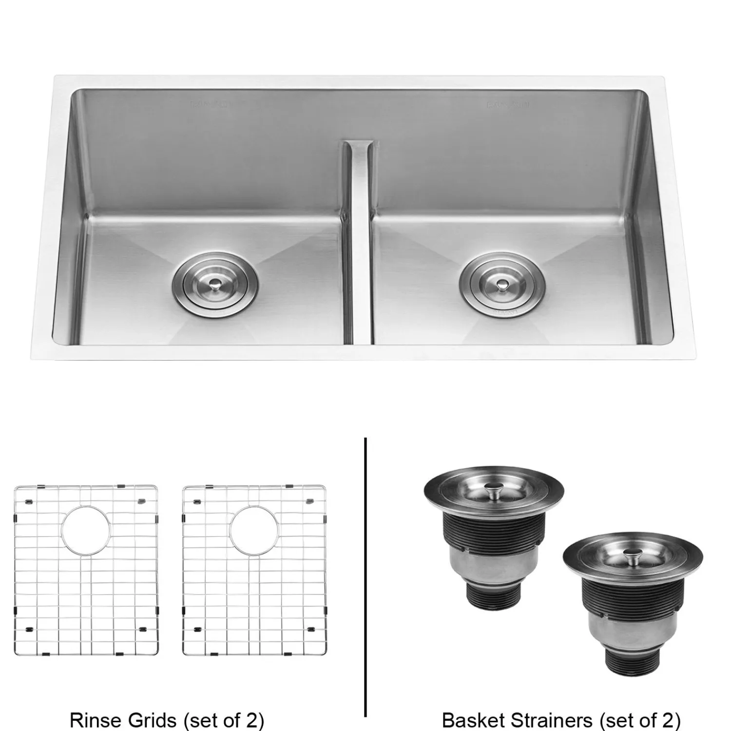 Outlet Low-Divide Undermount Tight Radius 50/50 Double Bowl 16 Gauge Stainless Steel Kitchen Sink Stainless Steel Sinks|Double Bowl Sinks