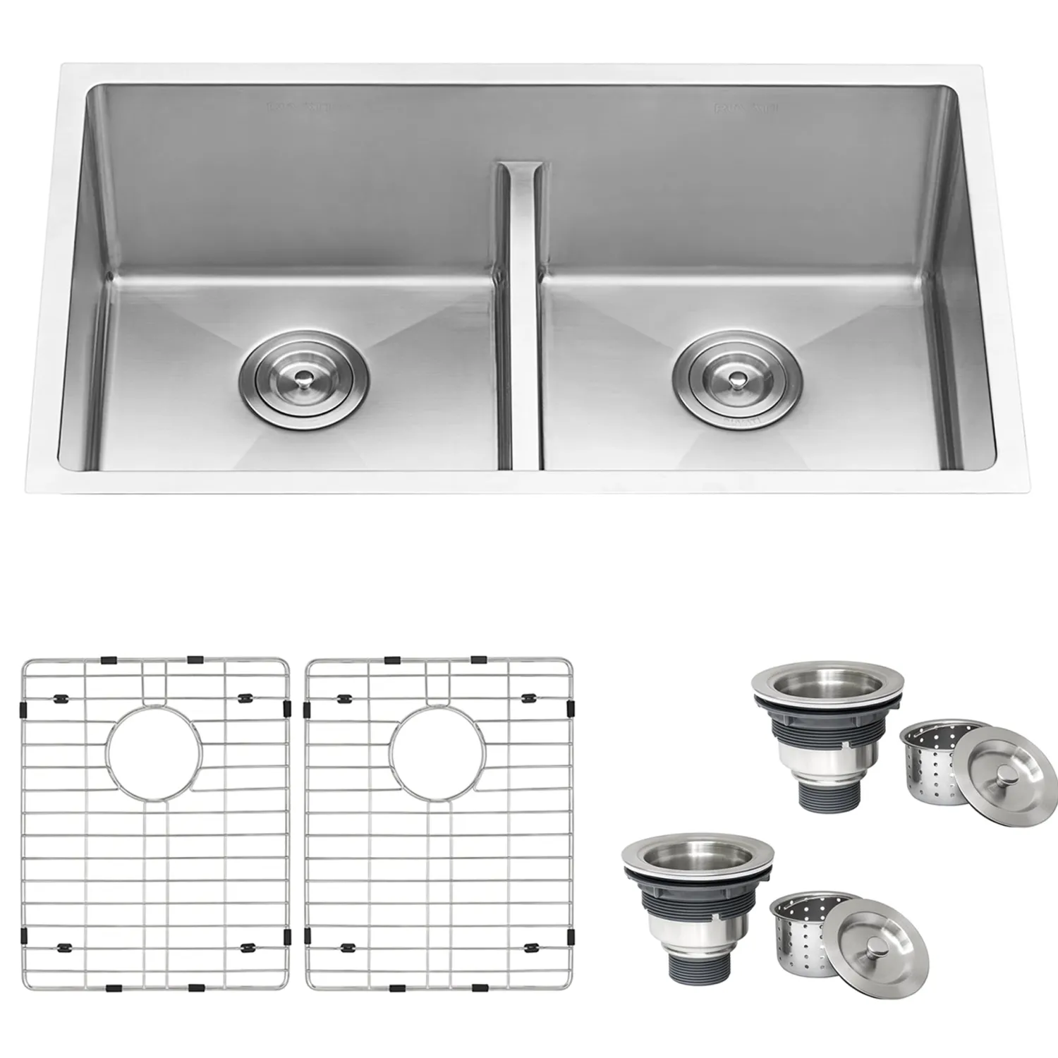 Outlet Low-Divide Undermount Tight Radius 50/50 Double Bowl 16 Gauge Stainless Steel Kitchen Sink Stainless Steel Sinks|Double Bowl Sinks