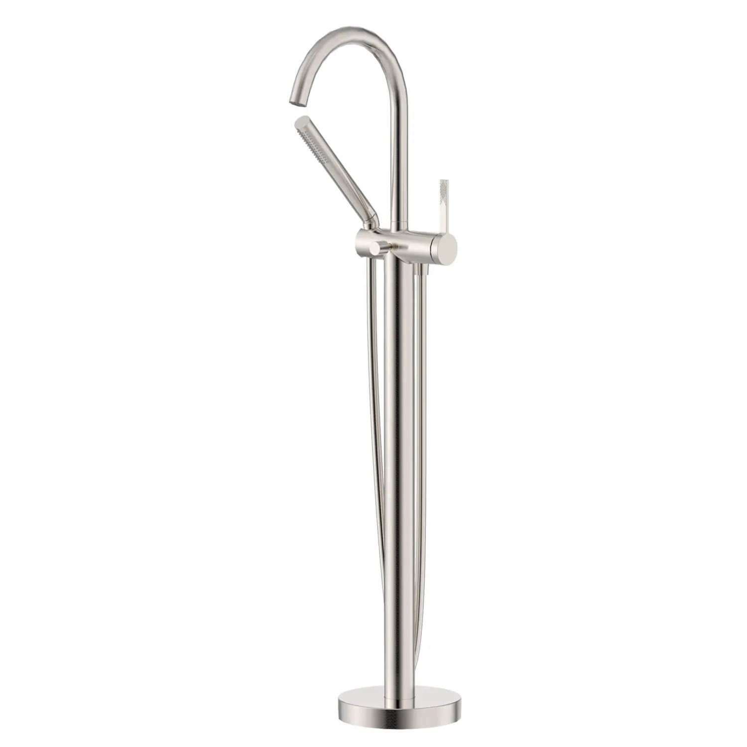 Clearance Lucia Single Handle Tall Floor Mounted Freestanding Tub Filler Faucet in Brushed Nickel Stainless - RVF5338BN Free Standing Tub Fillers