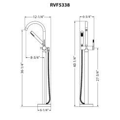 Clearance Lucia Single Handle Tall Floor Mounted Freestanding Tub Filler Faucet in Brushed Gold - RVF5338SG Free Standing Tub Fillers