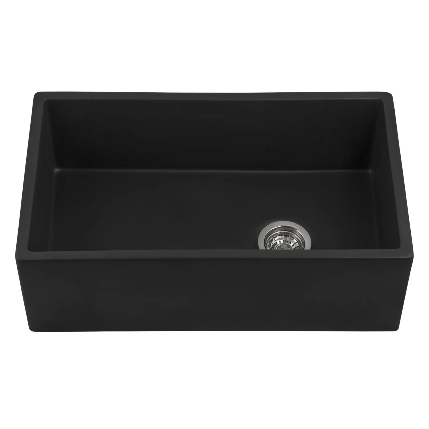 Discount Matte Black 30" Fireclay Farmhouse Offset Drain Single Bowl Kitchen Sink Single Bowl Sinks|Apron Front / Farmhouse Sinks