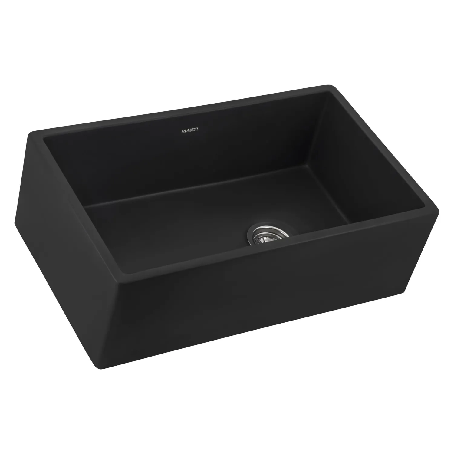 Discount Matte Black 30" Fireclay Farmhouse Offset Drain Single Bowl Kitchen Sink Single Bowl Sinks|Apron Front / Farmhouse Sinks