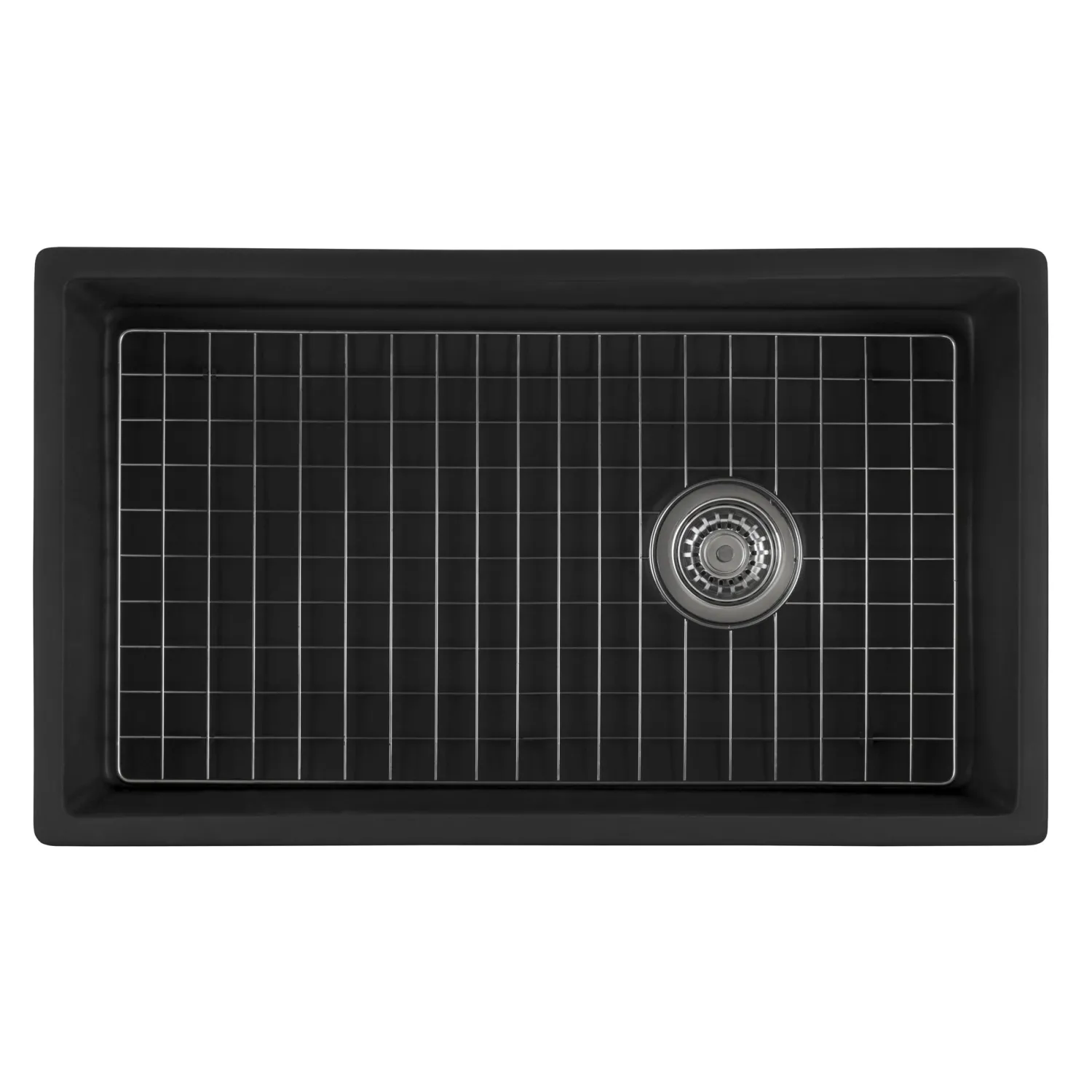 Discount Matte Black 30" Fireclay Farmhouse Offset Drain Single Bowl Kitchen Sink Single Bowl Sinks|Apron Front / Farmhouse Sinks