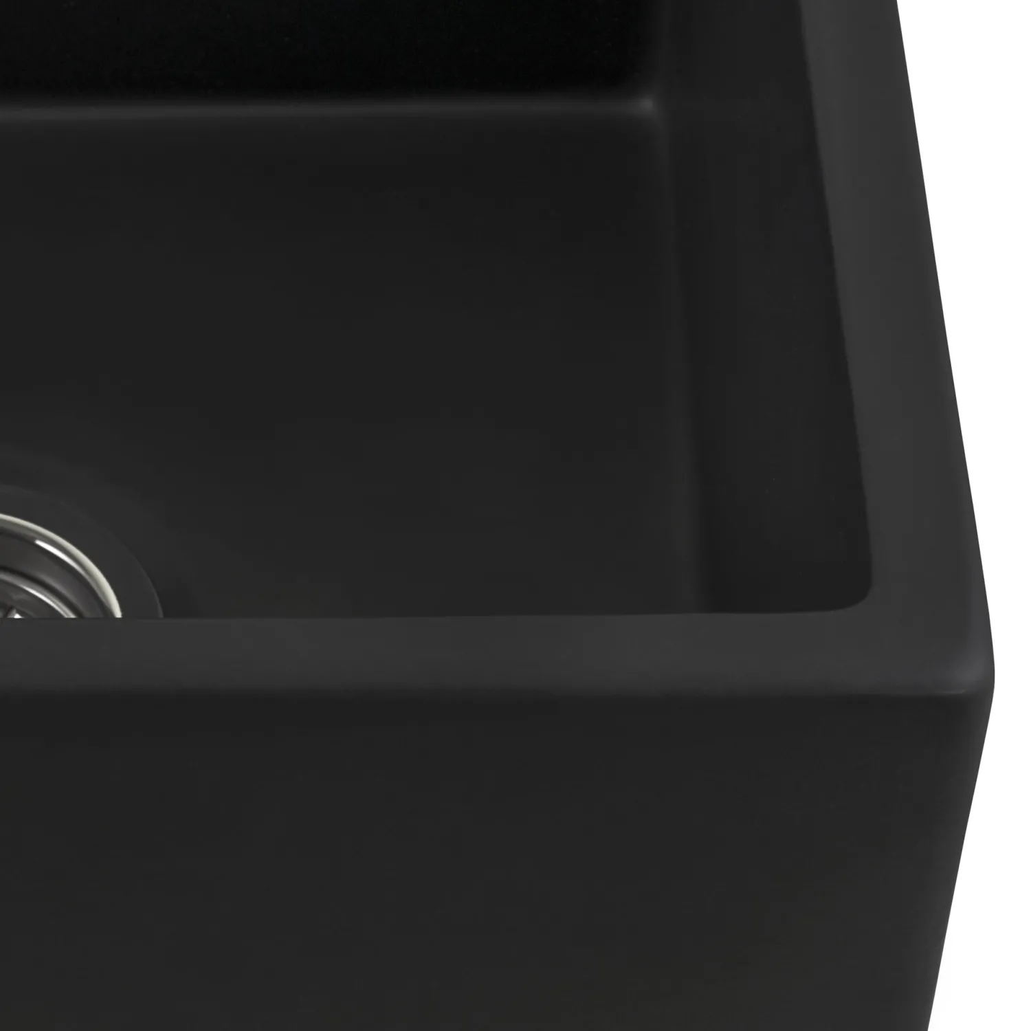 Discount Matte Black 30" Fireclay Farmhouse Offset Drain Single Bowl Kitchen Sink Single Bowl Sinks|Apron Front / Farmhouse Sinks