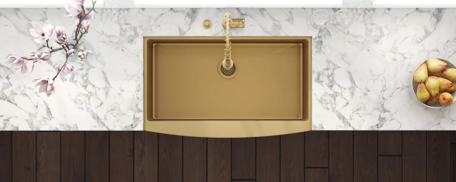 Sale 36" Matte Gold Apron Front Stainless Steel Kitchen Sink Stainless Steel Sinks|Gunmetal, Brass, & Gold