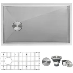 Outlet 30" Offset Drain Undermount Single Bowl 16 Gauge Kitchen Sink Stainless Steel Sinks|Single Bowl Sinks