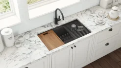 Hot 33" PVD Gunmetal Stainless Workstation Kitchen Sink Gunmetal, Brass, & Gold|Workstation Sinks