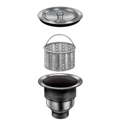 Clearance RVA1025 Kitchen Sink Basket Strainer in Stainless Steel Sink Drains, Disposer Flanges & Air Gaps