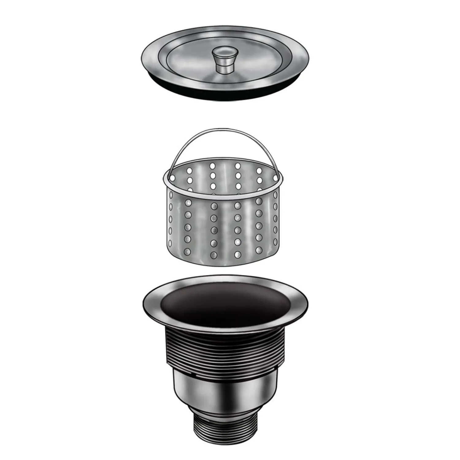 Clearance RVA1025 Kitchen Sink Basket Strainer in Stainless Steel Sink Drains, Disposer Flanges & Air Gaps