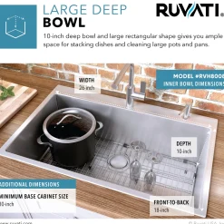 New RVH8008 28" Drop-in Tight Radius Topmount 16 Gauge Stainless Steel Single Bowl Kitchen Sink Drop-In / Top Mount Sinks|Stainless Steel Sinks
