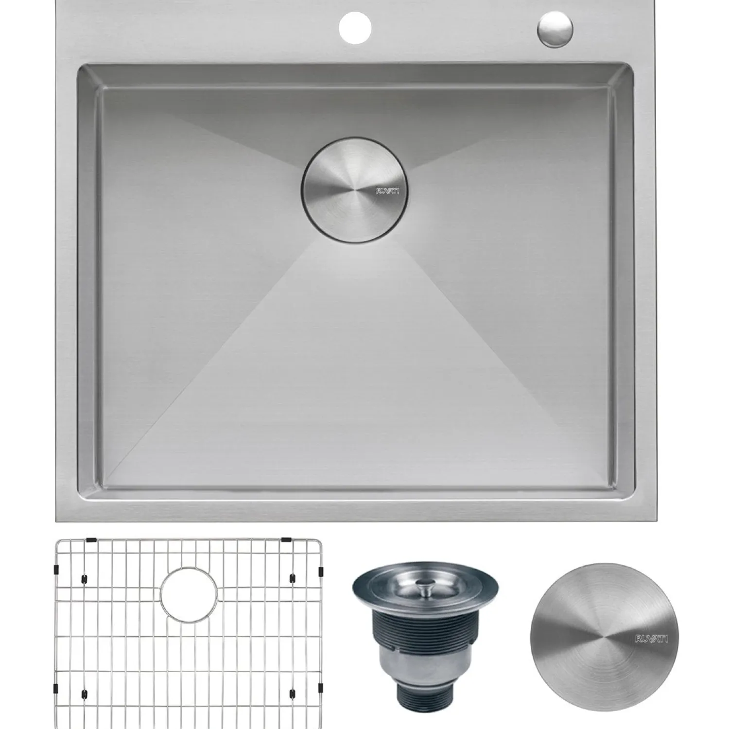Discount RVH8007 25" Drop-in Tight Radius Topmount 16 Gauge Stainless Steel Single Bowl Kitchen Sink Drop-In / Top Mount Sinks|Stainless Steel Sinks
