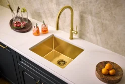 Online RVH7121GG 21" Undermount Tight Radius Matte Gold Stainless Steel Single Bowl Kitchen Sink Gunmetal, Brass, & Gold|Bar / Prep Sinks