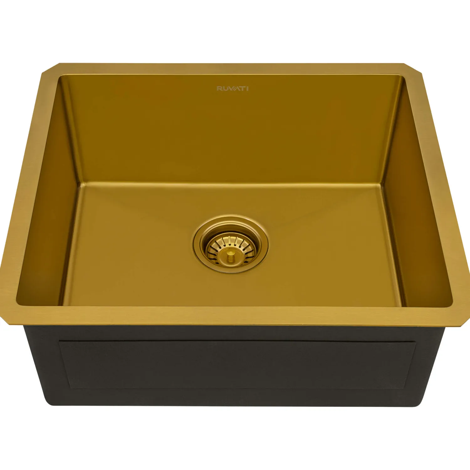 Online RVH7121GG 21" Undermount Tight Radius Matte Gold Stainless Steel Single Bowl Kitchen Sink Gunmetal, Brass, & Gold|Bar / Prep Sinks