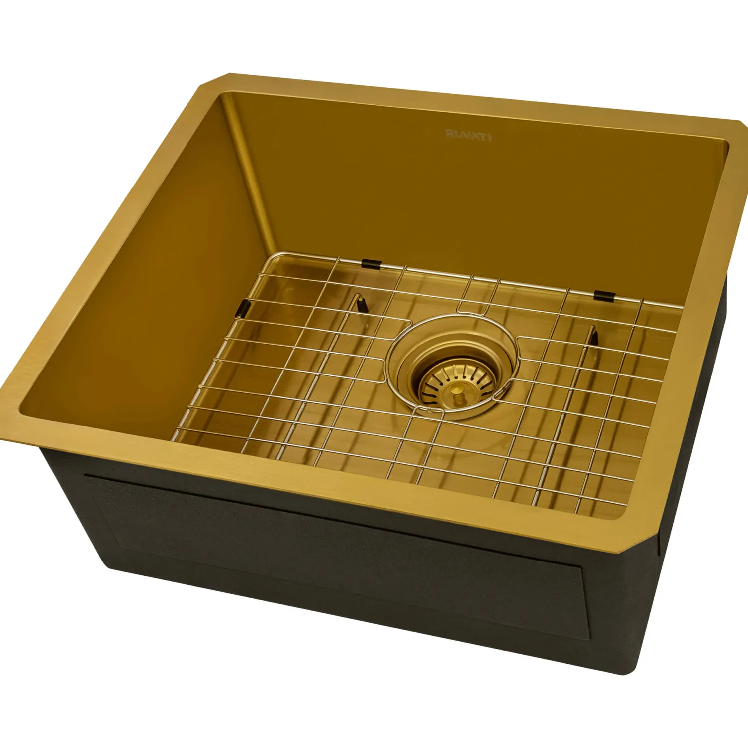 Online RVH7121GG 21" Undermount Tight Radius Matte Gold Stainless Steel Single Bowl Kitchen Sink Gunmetal, Brass, & Gold|Bar / Prep Sinks