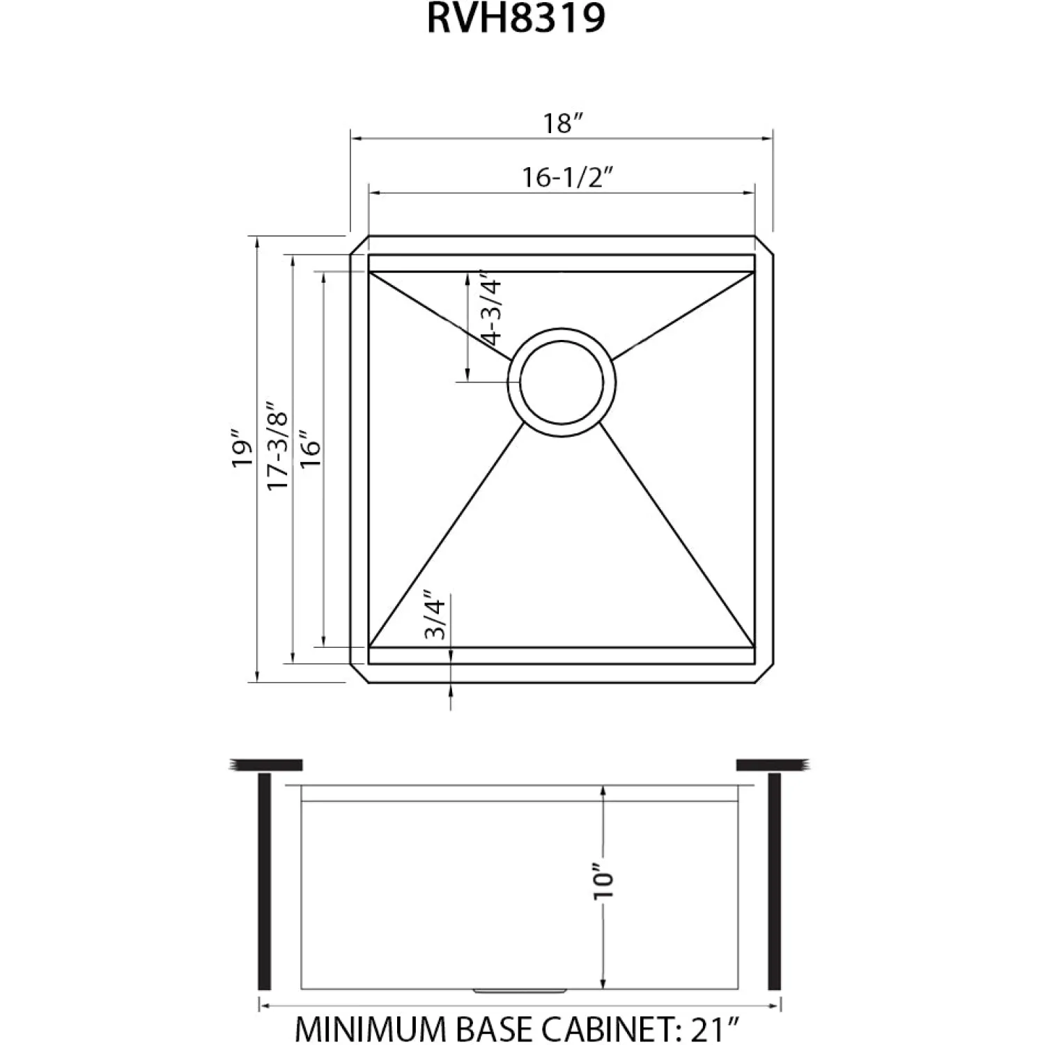 Sale RVH8319 18" Undermount 16 Gauge Workstation Prep Sink Laundry & Utility Sinks|Undermount Sinks