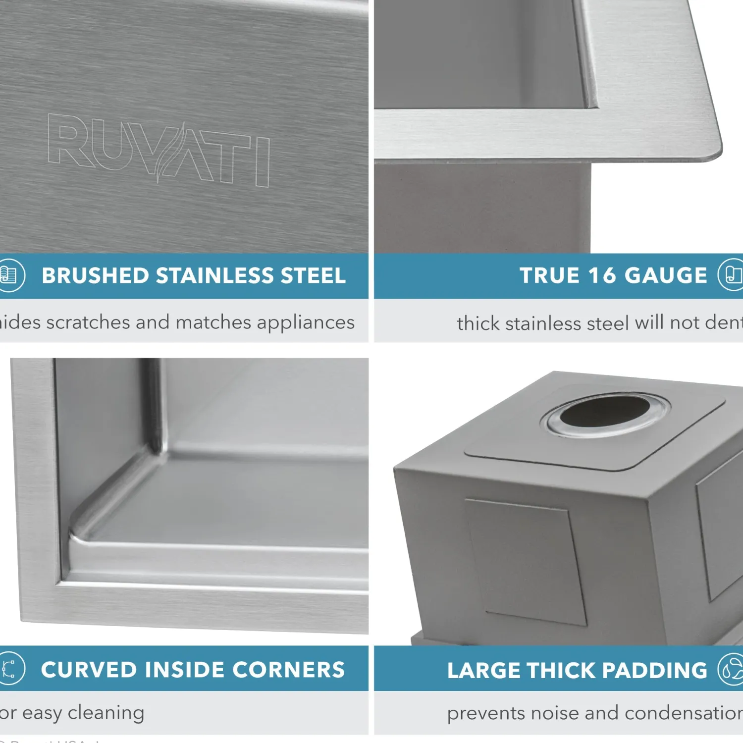 Hot RVH8351 33" Workstation Ledge Tight Radius 50/50 Double Bowl Undermount Kitchen Sink Workstation Sinks|Double Bowl Sinks
