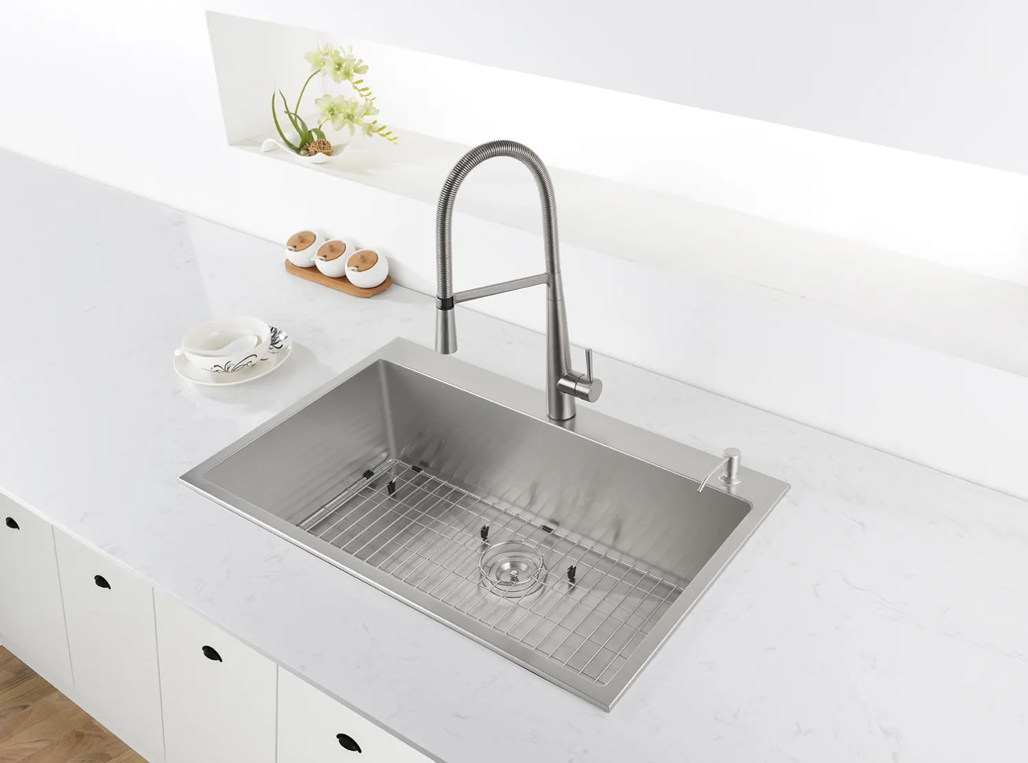 RVH8009 30 x 22" Drop-in Tight Radius Topmount 16 Gauge Stainless Steel Single Bowl Kitchen Sink Drop-In / Top Mount Sinks|Stainless Steel Sinks