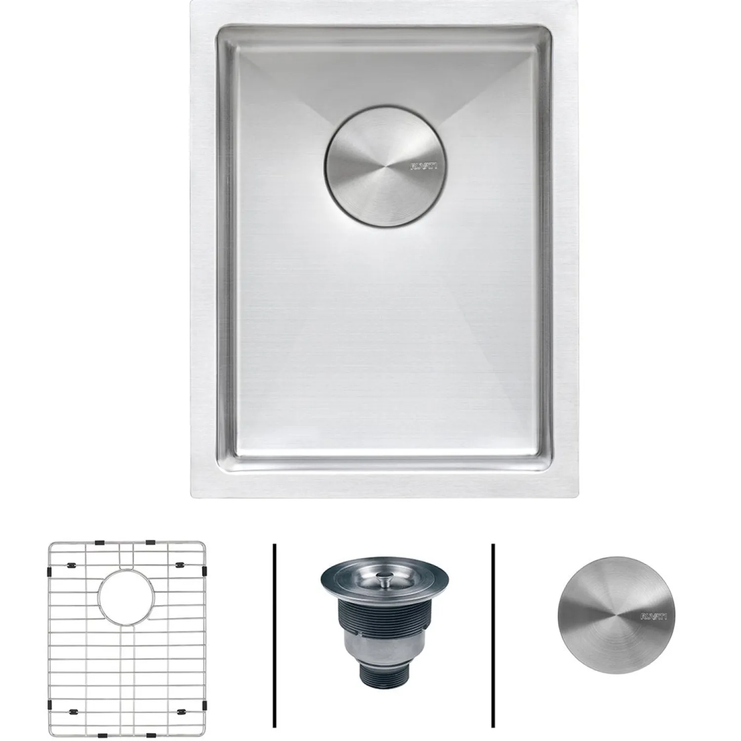 RVH7116 16 x 18" Undermount Bar Prep Tight Radius 16 Gauge Stainless Steel Single Bowl Kitchen Sink Bar / Prep Sinks