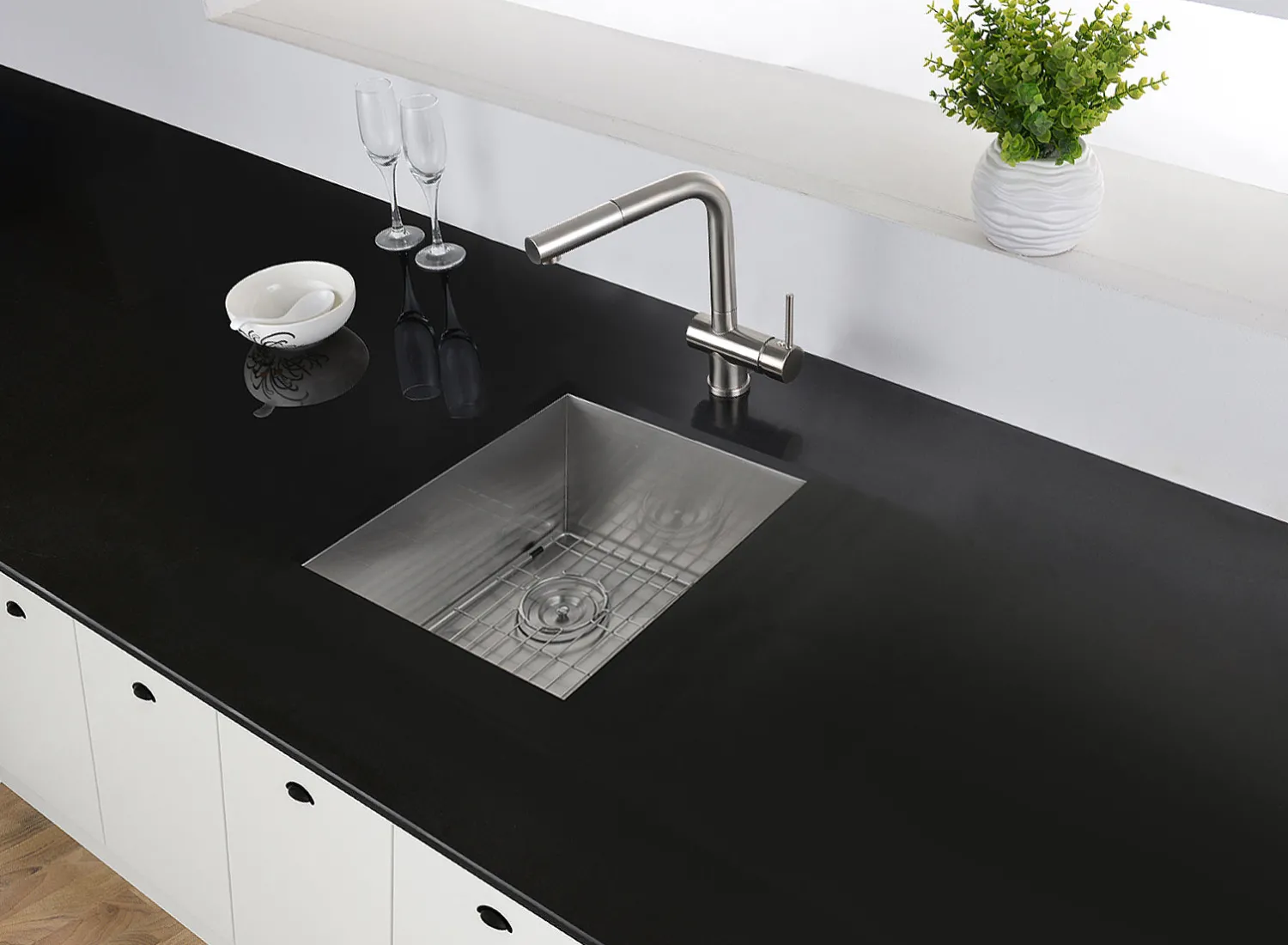 RVH7115 15 x 15" Undermount 16 Gauge Zero Radius Single Bowl Bar Prep Square Kitchen Sink Sinks For Tight Spaces|Bar / Prep Sinks