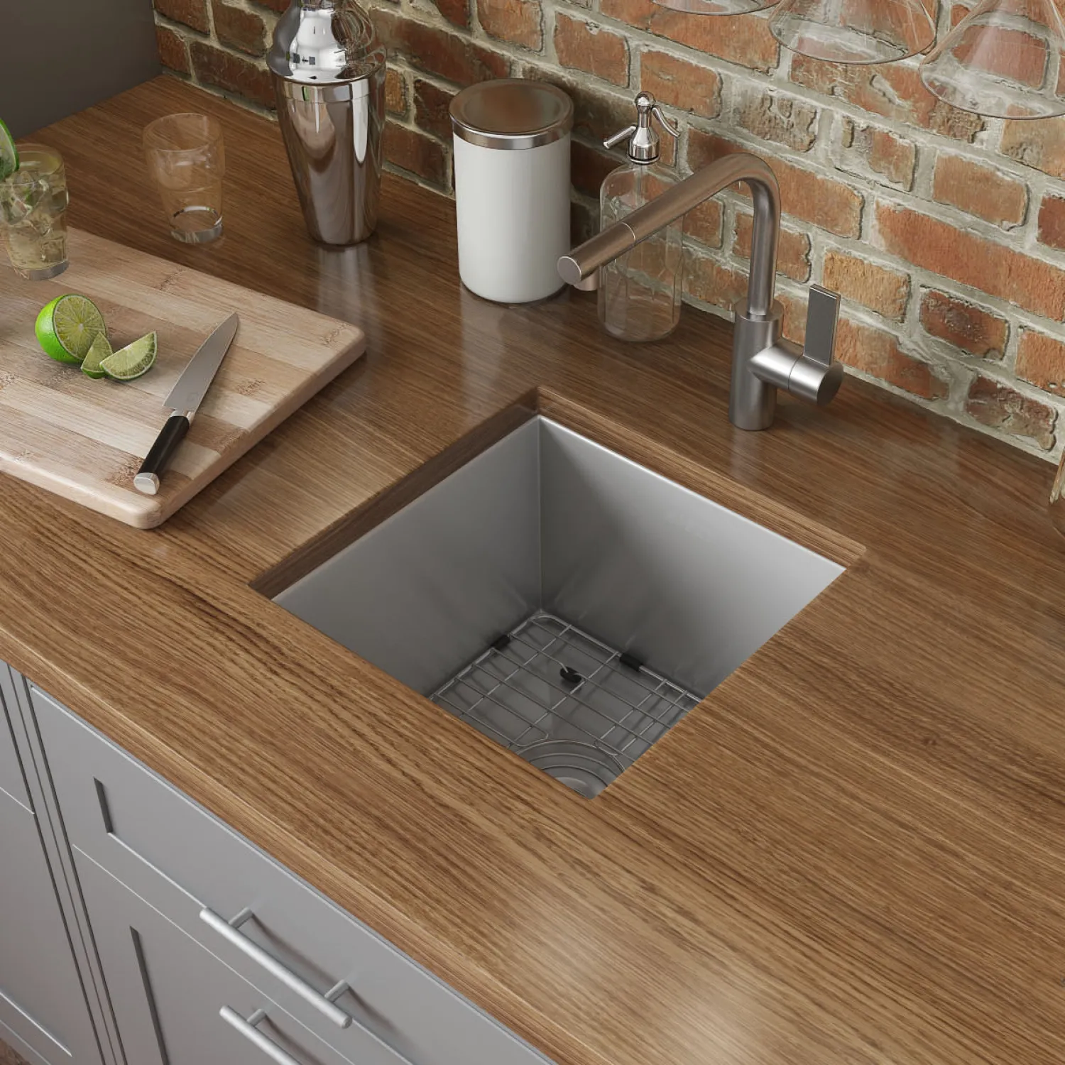 Online RVH7113 13 x 15" Undermount 16 Gauge Zero Radius Stainless Steel Single Bowl Bar Prep Kitchen Sink Sinks For Tight Spaces|Bar / Prep Sinks