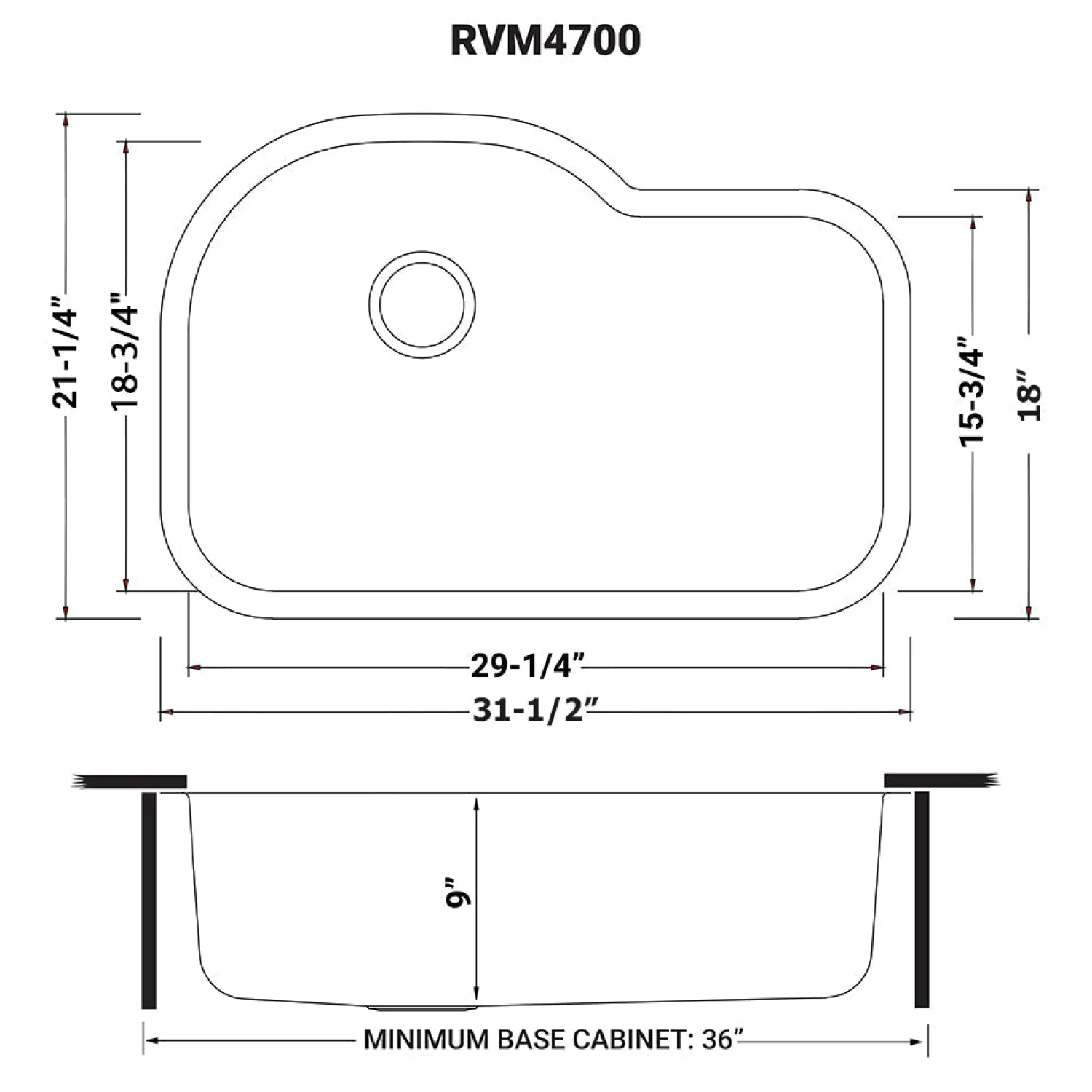 Best RVM4700 32" Undermount 16 Gauge Single Bowl Kitchen Sink Stainless Steel Sinks|Single Bowl Sinks