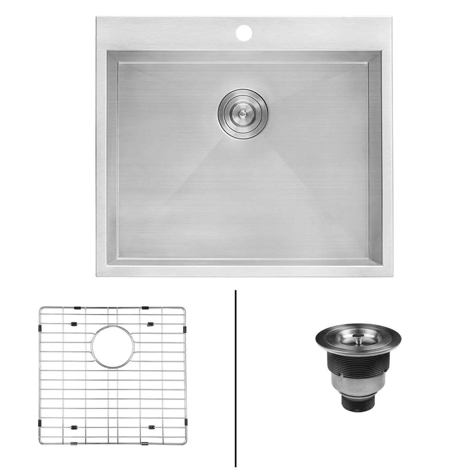 RVU6022 Topmount 22" x 22" x 12" Deep 16 Gauge Stainless Steel Laundry Utility Sink Stainless Steel Sinks|Single Bowl Sinks