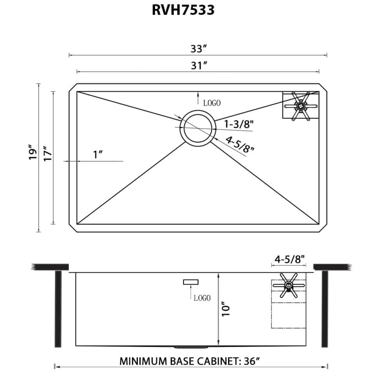 Sale 33" Single Bowl Kitchen Sink with Glass Rinser Stainless Steel Sinks|Single Bowl Sinks
