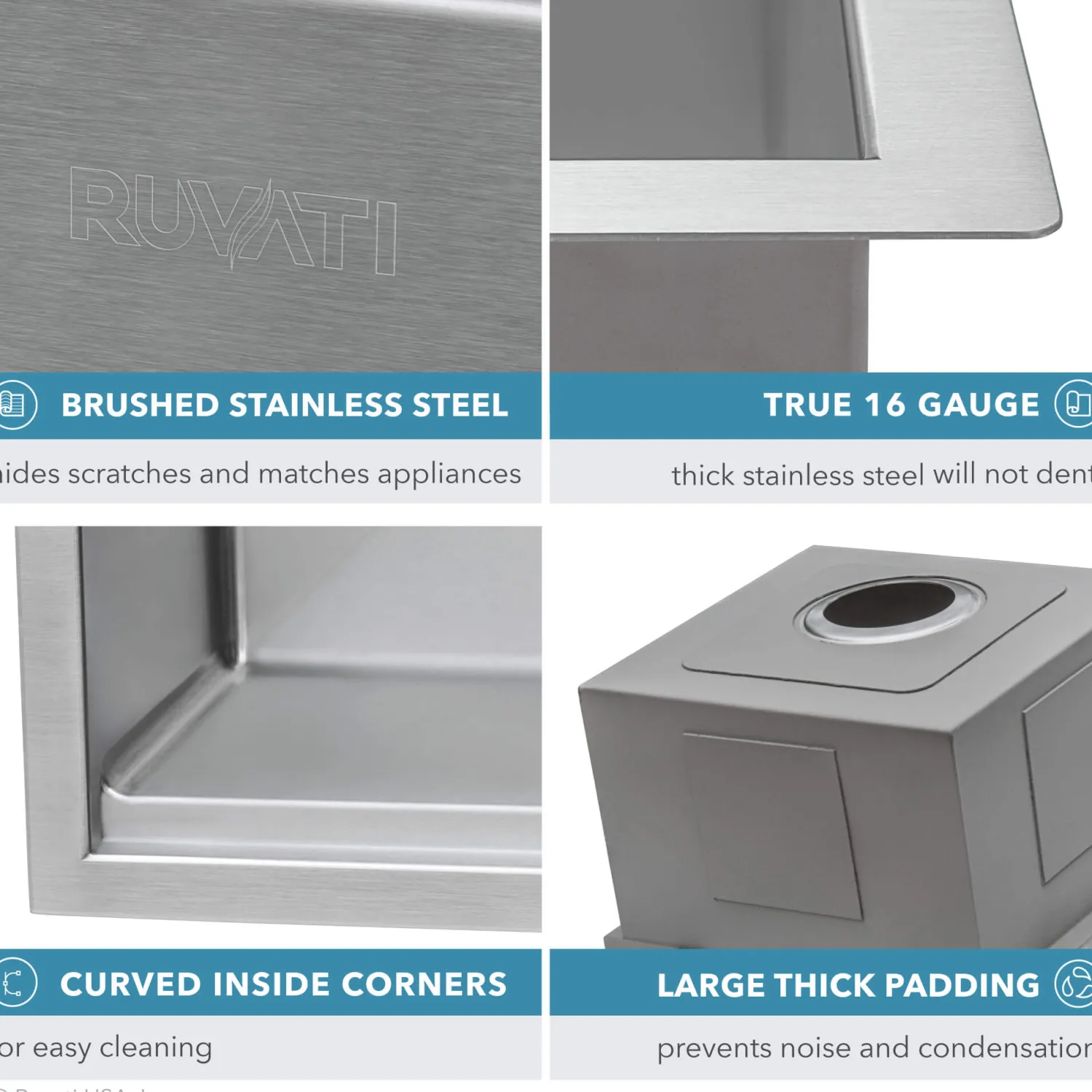 33" Single Bowl Workstation Sink with Small Radius Corners Workstation Sinks|Stainless Steel Sinks