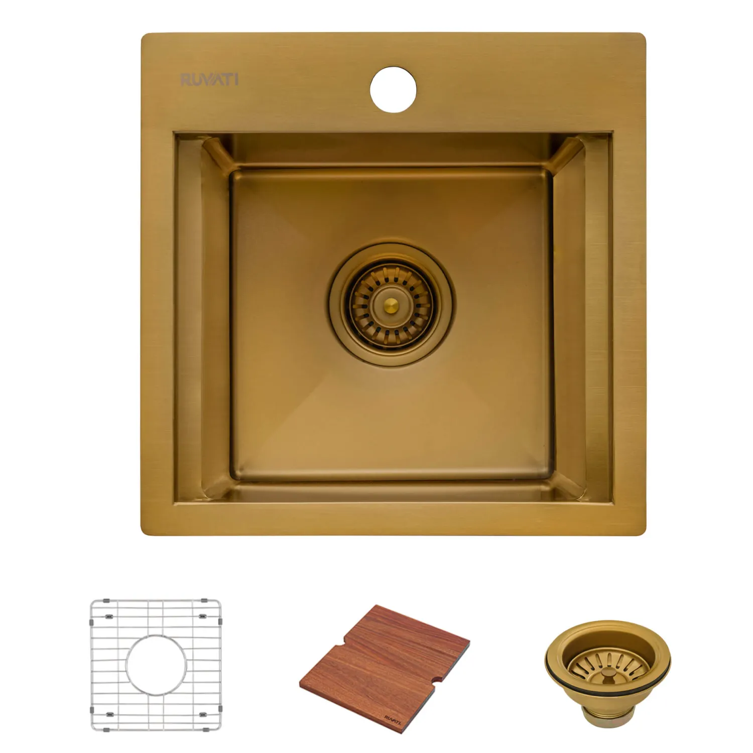 Discount 15" Topmount Matte Gold Stainless Steel Workstation Wet Bar Sink Gunmetal, Brass, & Gold|Bar / Prep Sinks