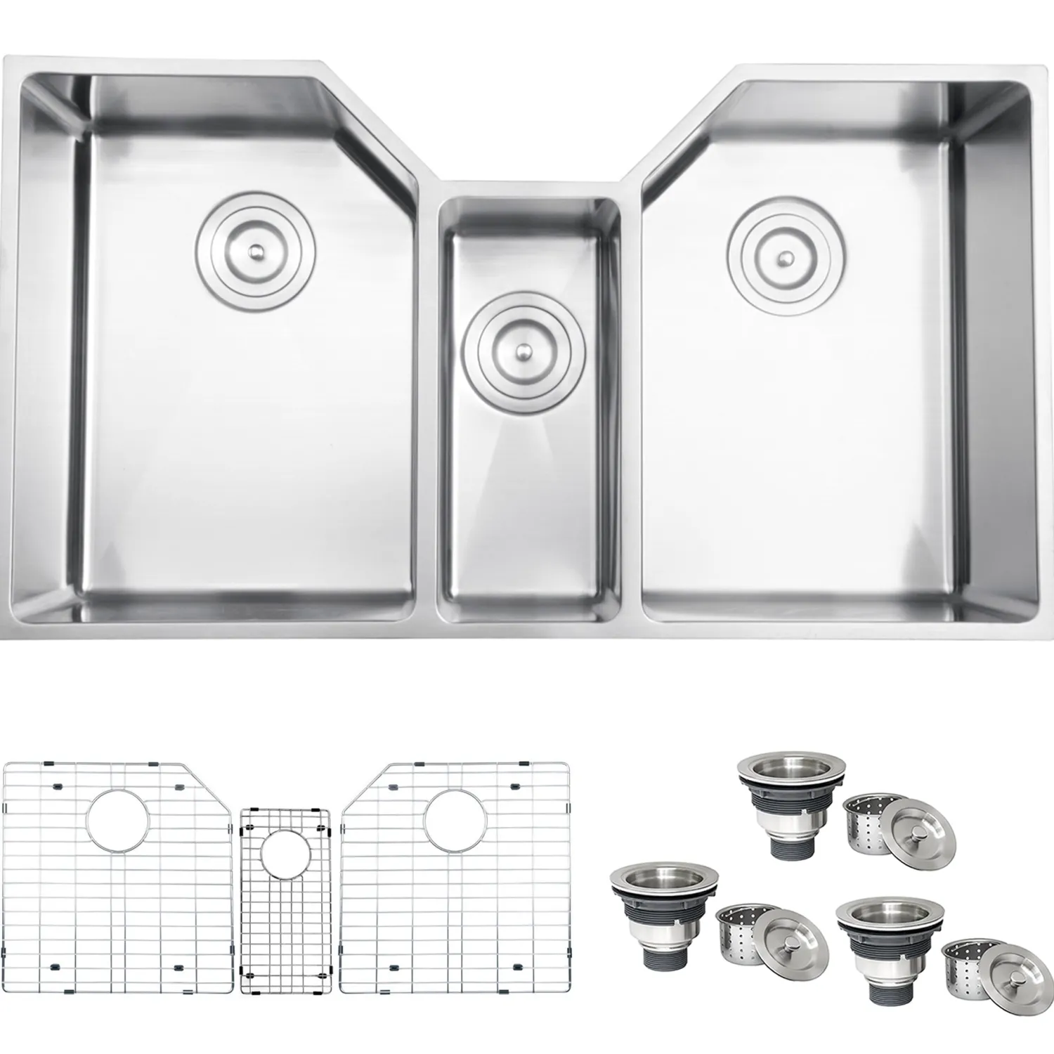 Clearance 35" Triple Bowl Undermount 16 Gauge Stainless Steel Kitchen Sink Stainless Steel Sinks|Undermount Sinks