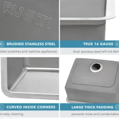 Best 12" Undermount Bar Prep 16 Gauge Stainless Steel Kitchen Sink Stainless Steel Sinks|Single Bowl Sinks