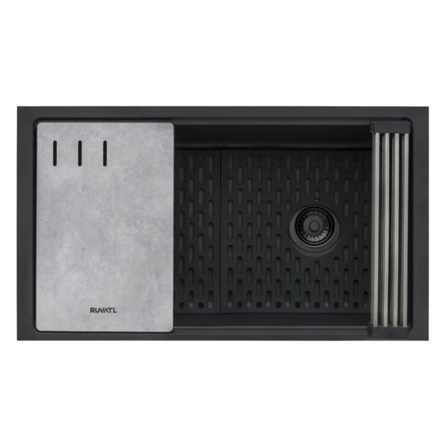 Online 33" Undermount Composite Workstation Sink in Black Undermount Sinks|Single Bowl Sinks