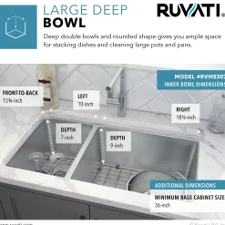 Hot 32" Undermount 30/70 Double Bowl 16 Gauge Stainless Steel Kitchen Sink Stainless Steel Sinks|Double Bowl Sinks