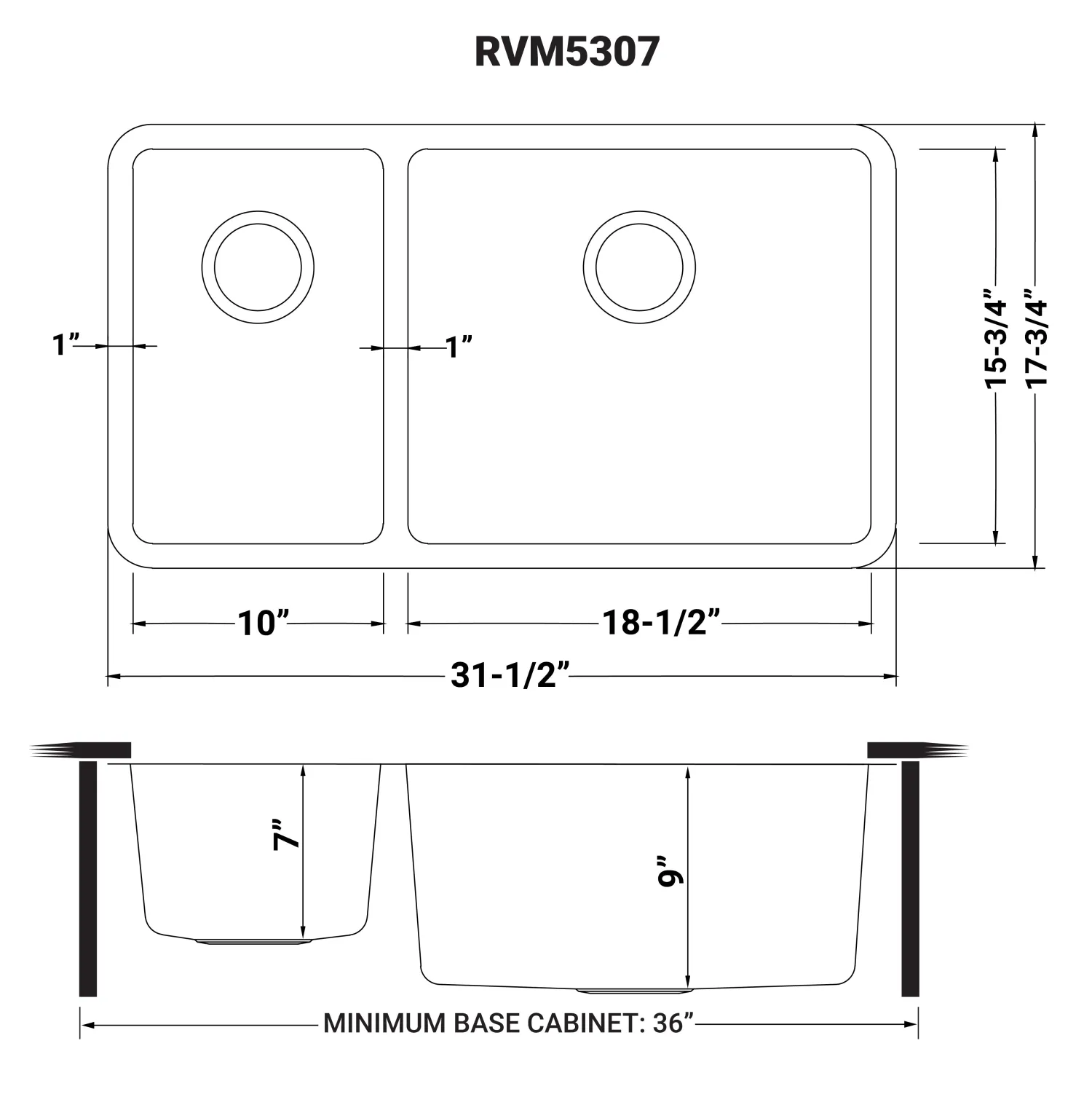 Hot 32" Undermount 30/70 Double Bowl 16 Gauge Stainless Steel Kitchen Sink Stainless Steel Sinks|Double Bowl Sinks